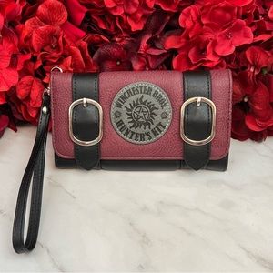 Supernatural Black and Maroon Pentagram Clutch Wallet Wristlet